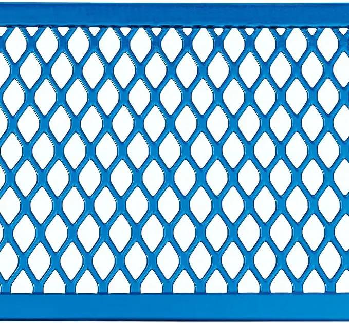 Global Industrial 6’L Rectangular Picnic Table, Expanded Metal, Blue Thermoplastic Coating, Attached Benches, 1-1/2” Umbrella Pole Hole, Outdoor-Rated, 1000 lb Capacity, 72” x 30” Tabletop by GreenHaven Gardens
