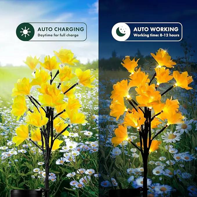 MAGGIFT Solar Lights Outdoor Garden Decorative Flowers, Waterproof Solar Garden Lights with 20 Yellow Lily Flowers,LED Solar Powered Landscape Lights for Yard Garden Patio (Yellow, 4Pack) by GreenHaven Gardens