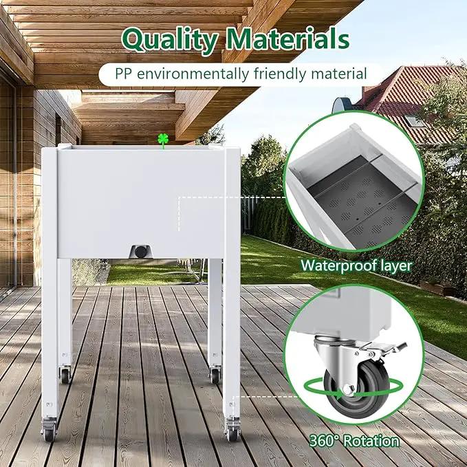 Horticulture Raised Garden Bed with Legs, Divisible Raised Resin Planter Box for Backyard, Patio, Balcony, with 4 Legs, 4 Swivel Lockable Wheels(Ashen,30.04 * 17.72 * 28.9) by GreenHaven Gardens