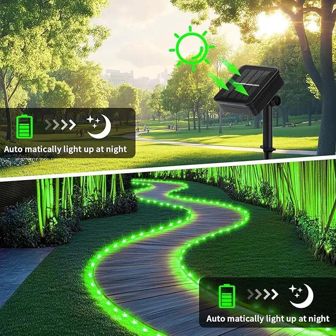 Solar Rope Light Waterproof 39FT 100LEDs Outdoor IP65 Solar String Lights for Easter Outside Party Garden Yard Home Wedding Christmas Halloween Holiday St. Patrick's Day Tree Lighting(Green) by GreenHaven Gardens
