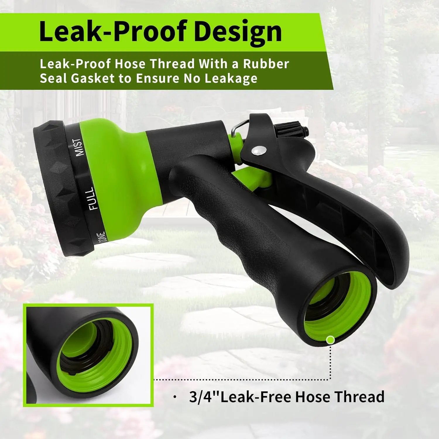 NEXCOVER Garden Hose Nozzle Sprayer - 7 Adjustable Watering Patterns Nozzle for Water Hose, Non-Slip Garden Spray Nozzle for Car Washing, Watering Plants, Pets Showering, Lawns Cleaning, Green by GreenHaven Gardens