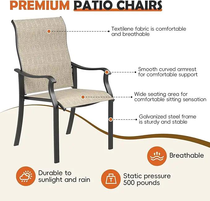 UDPATIO Patio Dining Chairs Set of 6, High Back Wide Seat Outdoor Furniture Chairs with All Weather Breathable Textilene, for Garden Lawn, Brown by GreenHaven Gardens