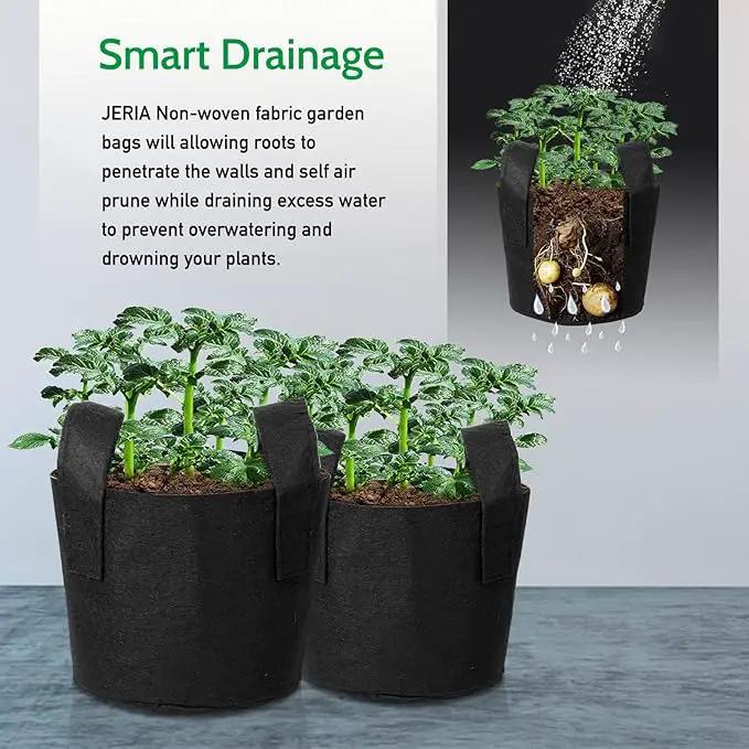 JERIA 12-Pack 7 Gallon, Vegetable/Flower/Plant Grow Bags, Aeration Fabric Pots with Handles (Black), Come with 12 Pcs Plant Labels by GreenHaven Gardens