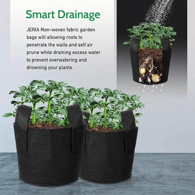 JERIA 12-Pack 20 Gallon, Vegetable/Flower/Plant Grow Bags, Aeration Fabric Pots with Handles (Black), Come with 12 Pcs Plant Labels by GreenHaven Gardens