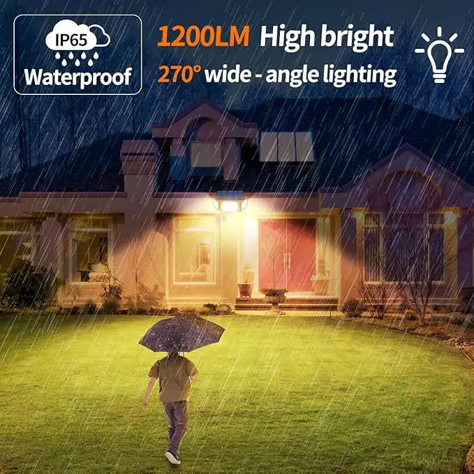 intelamp Solar Flood Lights Outdoor Waterproof, 6000mAh 1200LM Solar Powered Dual Motion Sensor LED Warm Lighting Dusk to Dawn Security Floodlight Exterior with Remote for Outside Garden House Patio by GreenHaven Gardens