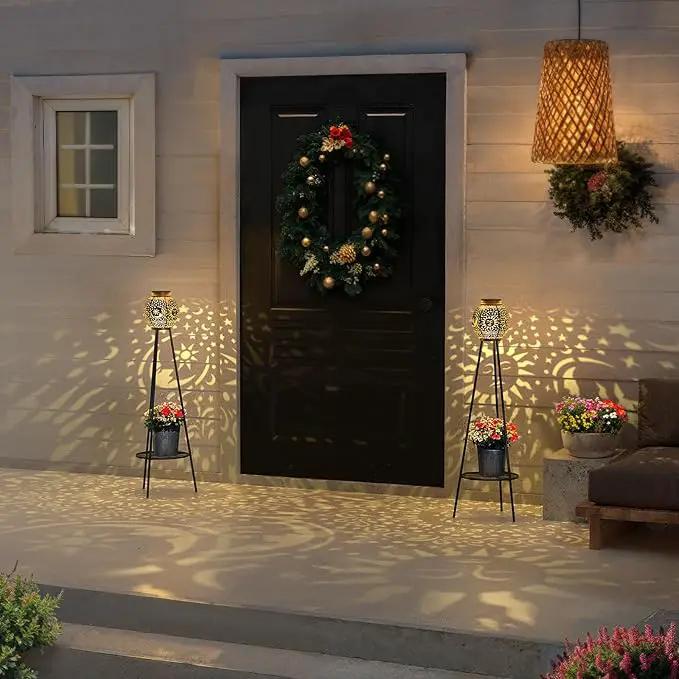2 Pack Solar Lights with Plant Stands Waterproof Solar Lanterns Outdoor Solar Lamps for Patio, Yard, Pathway, and Porch Decoration Garden Decor by GreenHaven Gardens