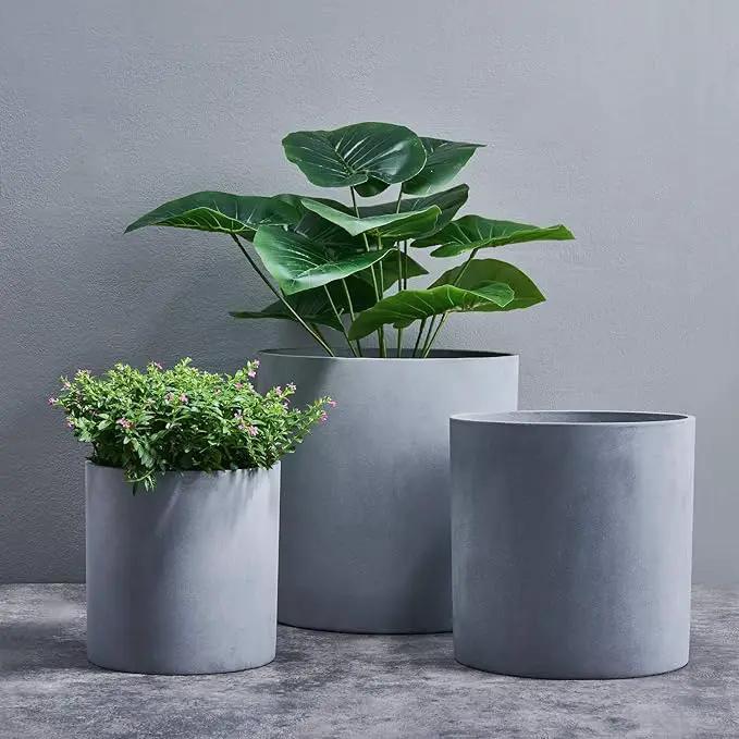 FaithLand Plant Pot 8 inch - Perfectly Fits Mid-Century Modern Plant Stand - Drainage Plug and Drainage Mesh Screen - Gray Planter Pot by GreenHaven Gardens