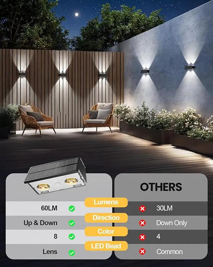 Bridika Solar Fence Lights, 12 Pack Up and Down Solar Lights Outdoor Waterproof, 8 Colors Lens LED Dusk to Dawn Wall Lights for Fence, Patio, Deck, Backyard, Garden by GreenHaven Gardens