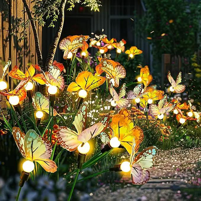 Flumy 2 Pack Solar Firefly Lights + 2 Pack Solar Butterfly Lights for Yard, Patio, Pathway, Lawn, Walkway, Camping, Pool, Solar Ground Lights Walkway Lights Deck Lights by GreenHaven Gardens