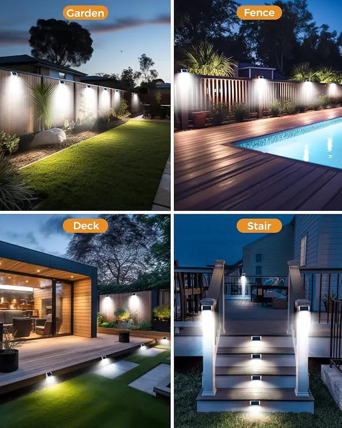 Vighrep 12-Pack Solar Motion Lights - Outdoor, Brushed Nickel, Bright Cold White, Waterproof LED Fence Lights Wireless for Wall, Yard, Steps, Stairs, Garden by GreenHaven Gardens