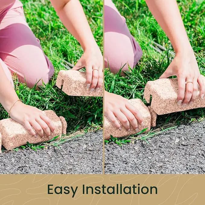 Beuta Landscape Edging | Garden Edging Border | Faux Stone Bricks for Lawn edging, Flower beds, Pathways & Yard Edging– 10 Packs | Each Section Has 6 Bricks 48"L x 4"W x 2.25"H | 30 Spikes |Sandstone by GreenHaven Gardens