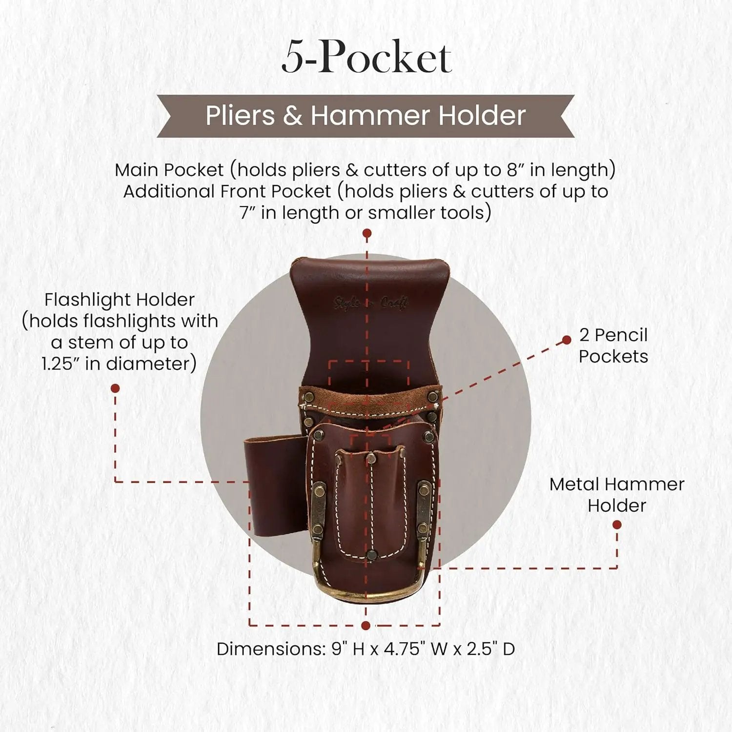 Style n Craft 9-Pocket Carpenter’s Nail and Tool Pouch by GreenHaven Gardens