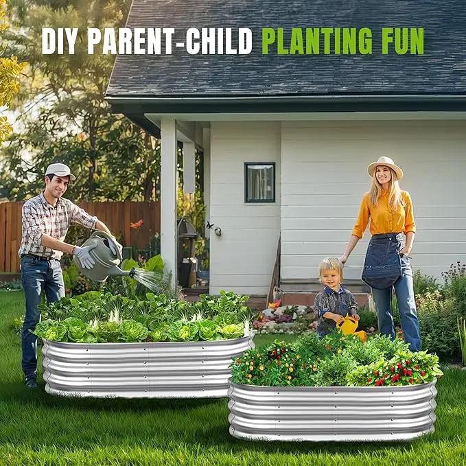 Sponvatt Raised Garden Bed - Outdoor Galvanized Raised Garden Bed Planter Boxes, Large Oval Metal for Gardening Planter Box Kit,Suitable for Vegetables,Herbs, and Flowers (4x2x1 Ft,Silver) by GreenHaven Gardens