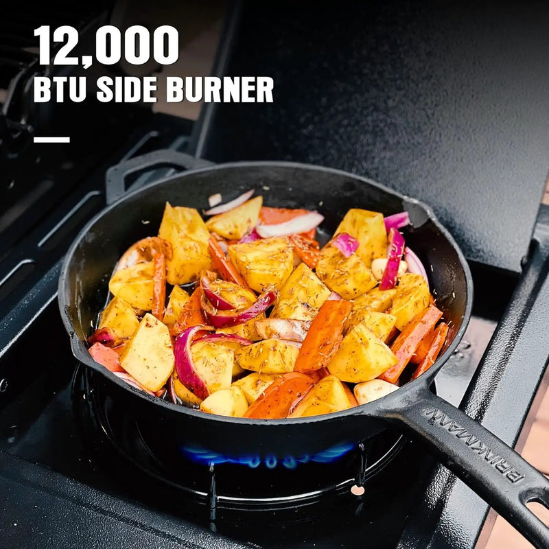 MASTER COOK 4 Burner Gas Grill, 52,000 BTU Cabinet Style Grill, Propane Grill, with Side Burner, Built with Stainless Steel by GreenHaven Gardens
