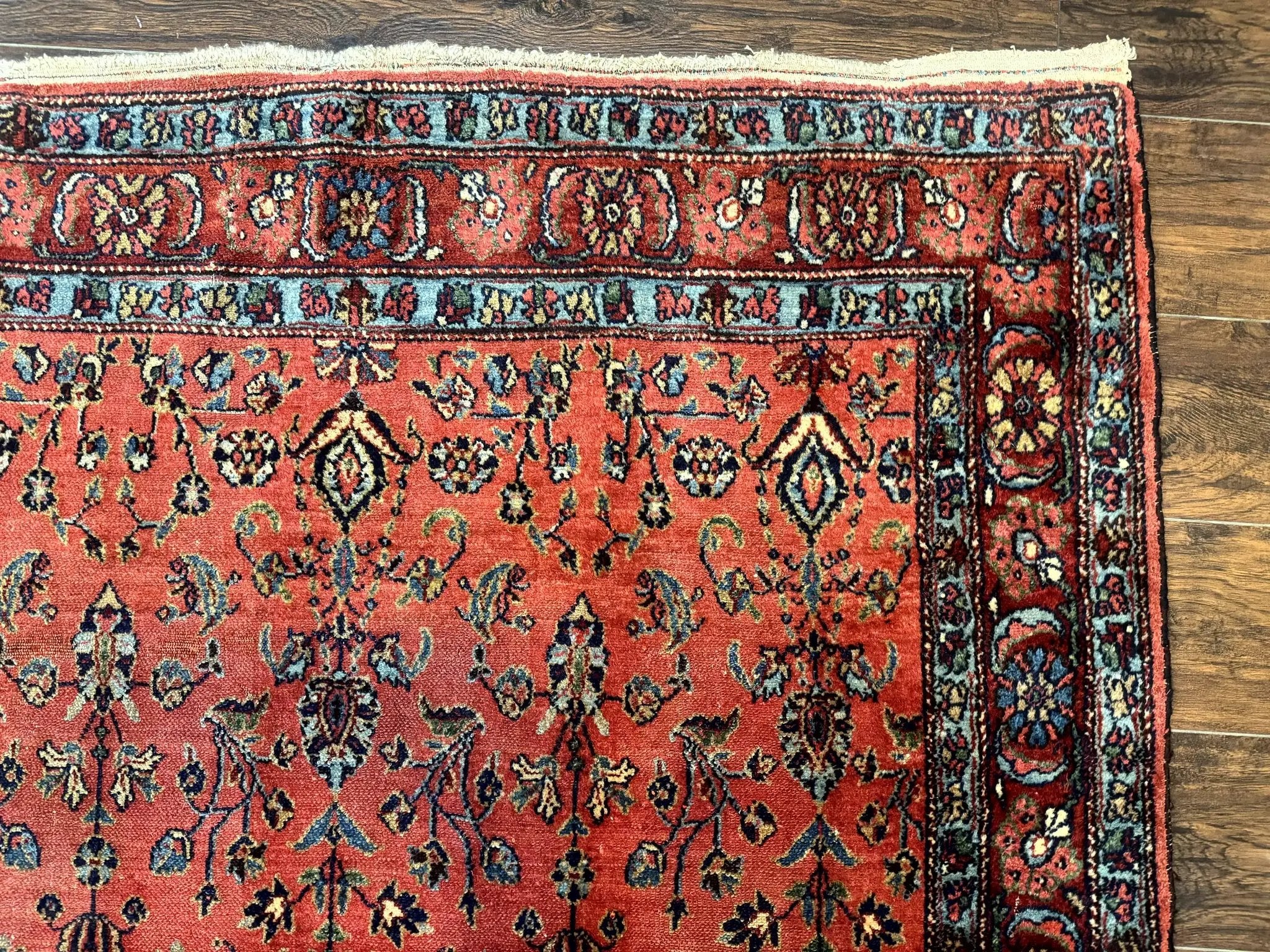 Antique Persian Tribal Rug 5 x 6.6, Tomato Red, Hamadan Angelas Rug by Jewel Rugs