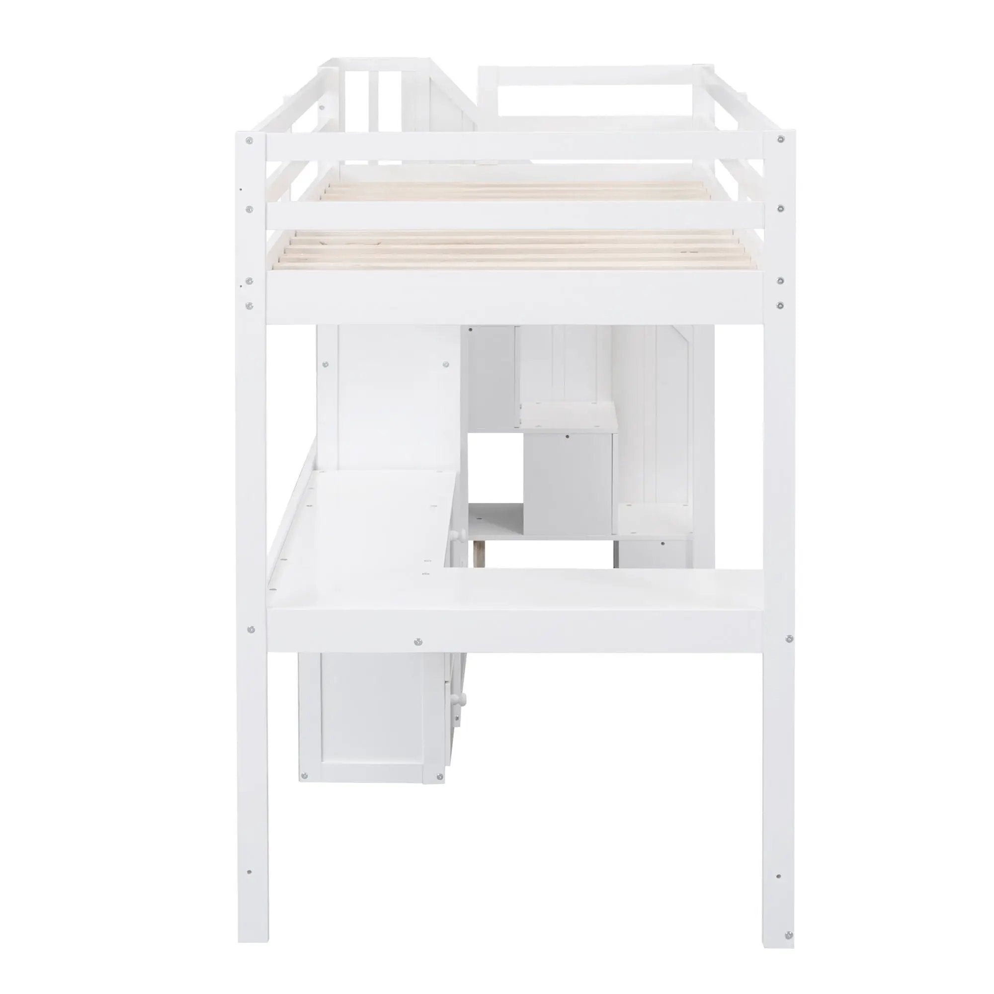 Loft Bed With L Shaped Desk, Drawers, Cabinet, And Storage Staircase by HouseOfZazla