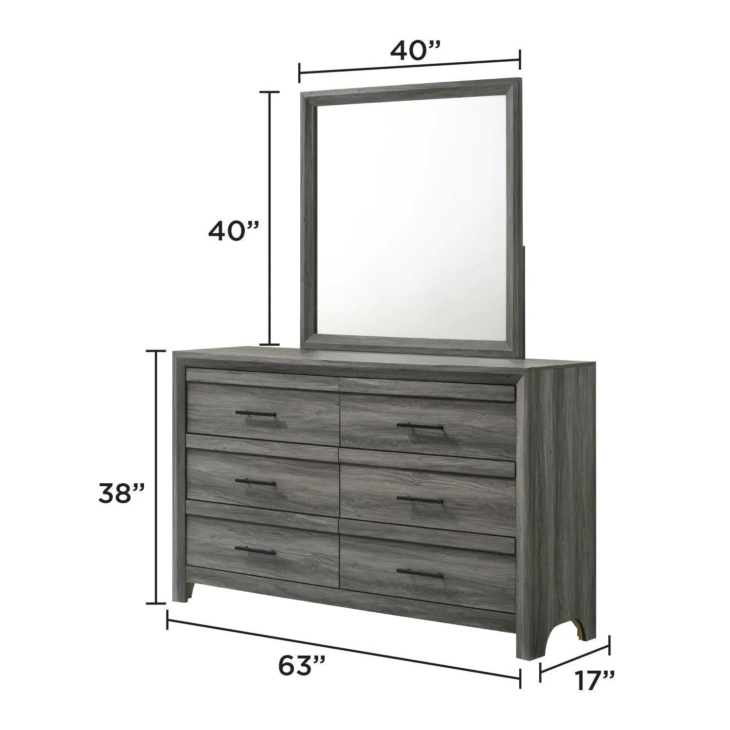 Denver - 6 Drawer Dresser - Gray by HouseOfZazla