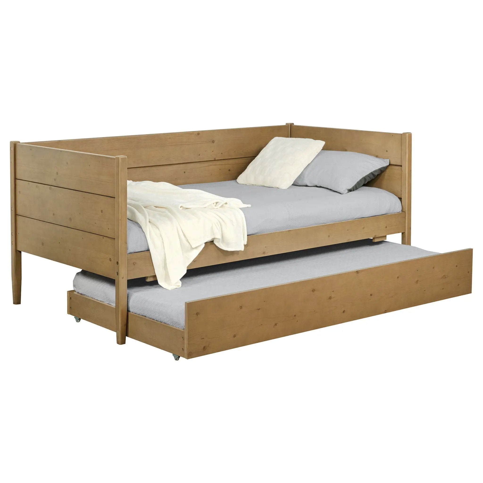 Calinda Wood Twin Daybed With Trundle Natural by Unique Piece Furniture
