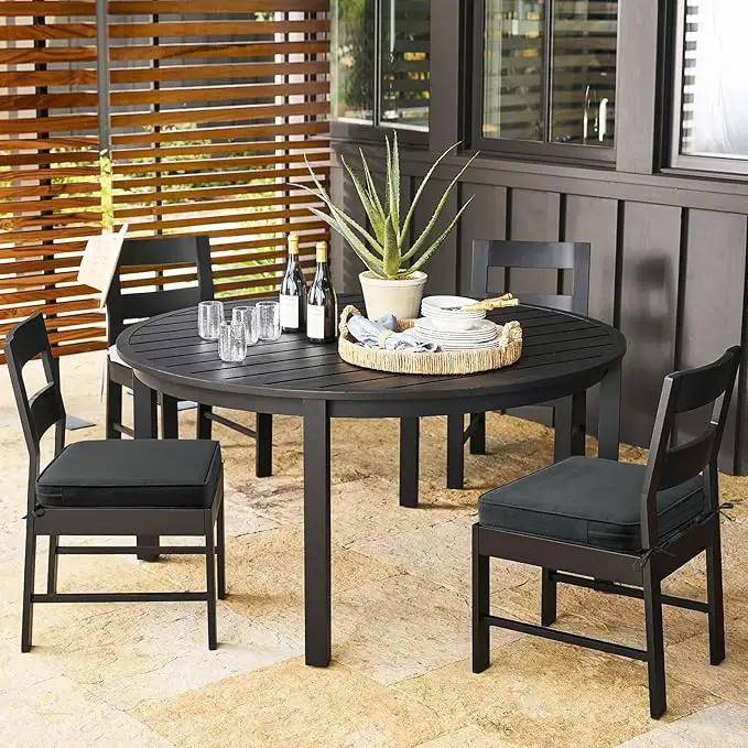 Outdoor Square Corner Seat Cushion, 19"x19"x3", Set of 4, Non Slip Seat Cushion Pads with Removable Cover for Patio Furniture, Garden Yard Lawn, Charcoal Gray by GreenHaven Gardens