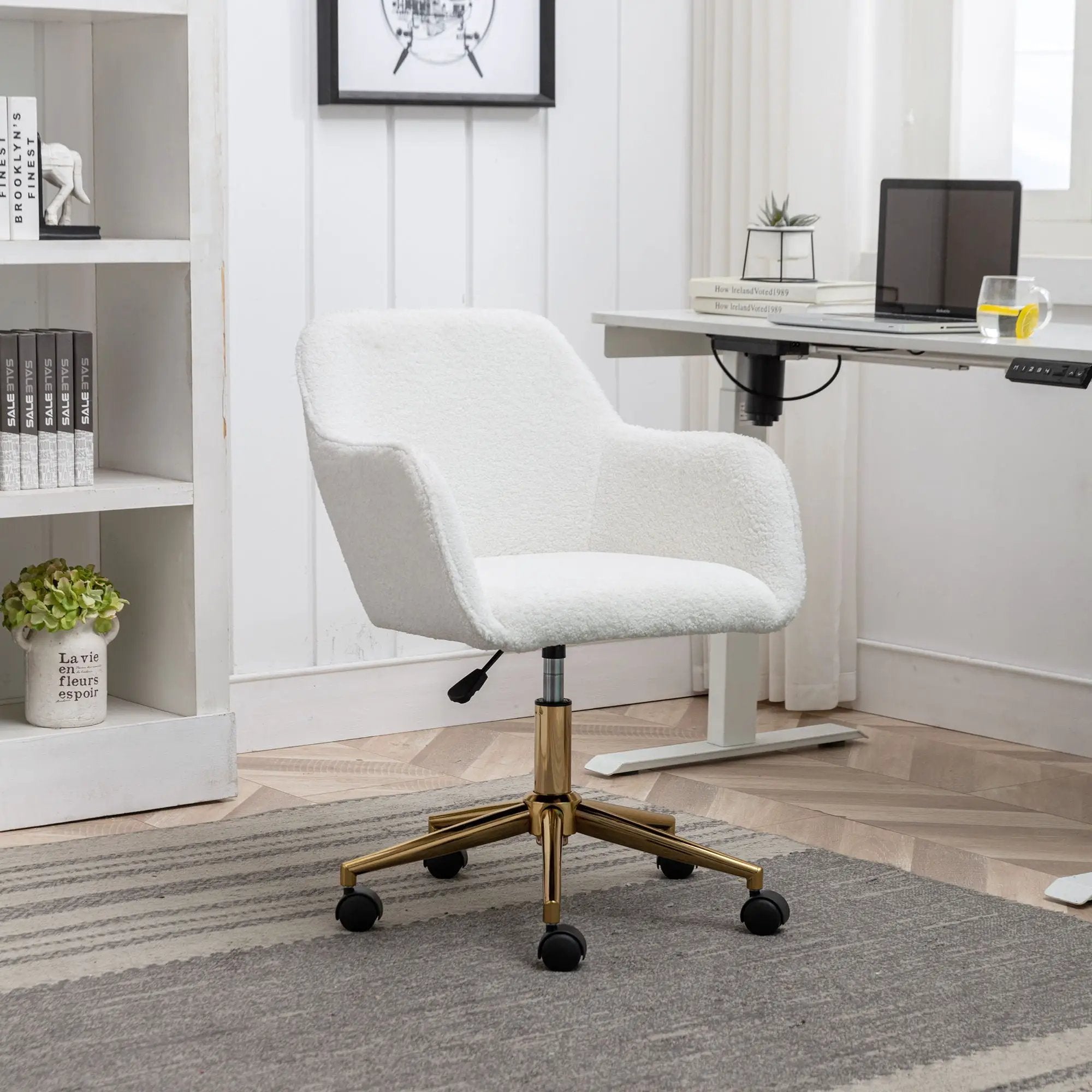 Modern Adjustable Height 360 Revolving Home Office Chair With Metal Legs And Universal Wheel For Indoor by HouseOfZazla