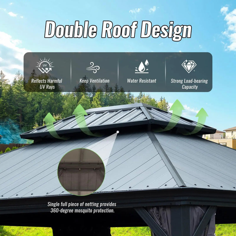 10'x14' Hardtop Gazebo with Resin Roof by HouseOfZazla