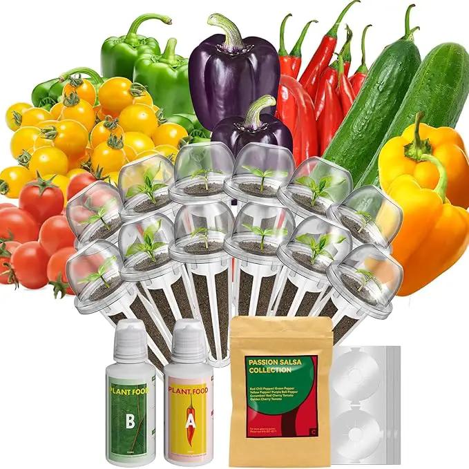 inbloom Pepper Seed Pod Kit for AeroGarden, iDOO, Ahopegarden, MUFGA Hydroponic Growing System, 12-Pod, 350+ Seeds include Cucumber,Red Chili Pepper,Green&Yellow Pepper,Purple Pepper,Red&Golden Tomato by GreenHaven Gardens