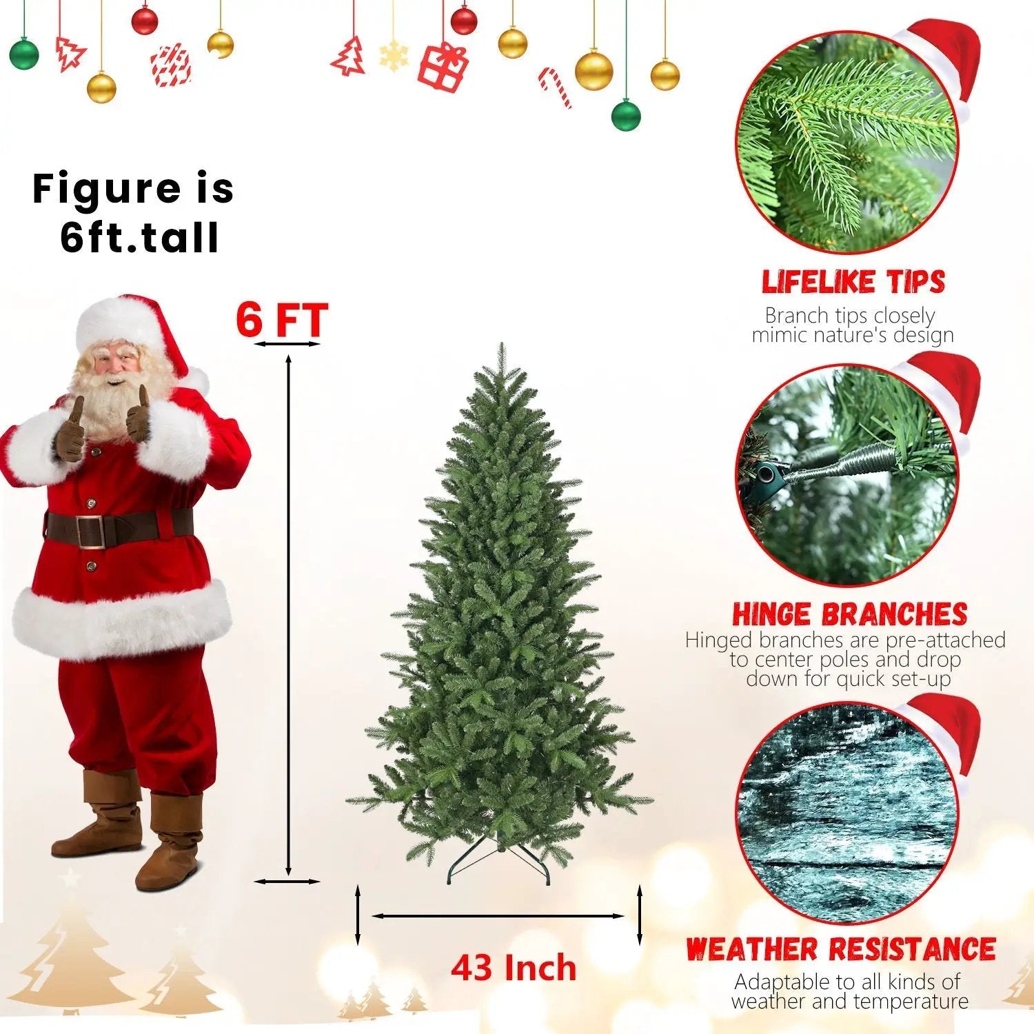 6ft Artificial Christmas Tree with 1168 Branch Tips by HouseOfZazla