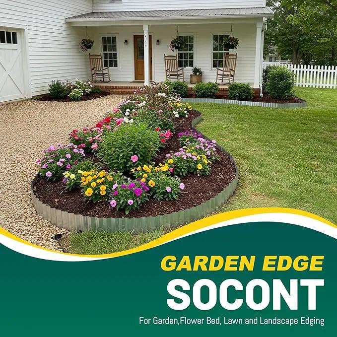 Corrugated Metal Garden Edging, 6"×40Ft Durable Landscape Border for Garden, Lawn, Flower Beds and Paver Edging (Silver) by GreenHaven Gardens