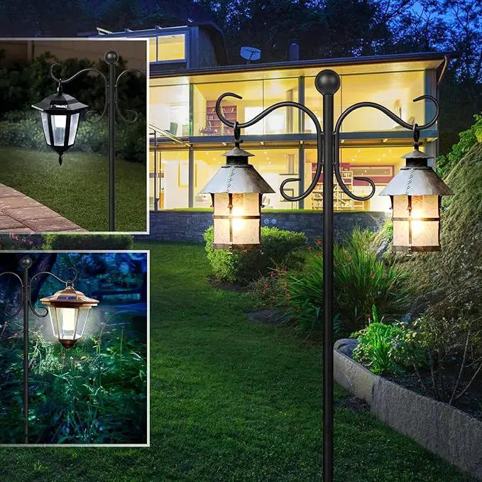 76 Inch Adjustable Double Shepherds Hooks for Outdoor Heavy Duty, Two Sided Garden Bird Feeder Pole for Hanging Plant Baskets, Solar Lights, Weddings Decor by GreenHaven Gardens