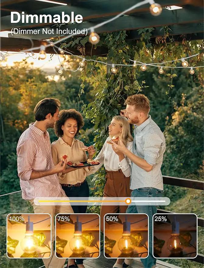 Brightown 60 Feet LED Outdoor String Lights with Shatterproof G40 Edison Bulbs, Connectable and Weatherproof Strand, Commercial Grade Patio Lights for Backyard Garden Patio Decorative, White by GreenHaven Gardens