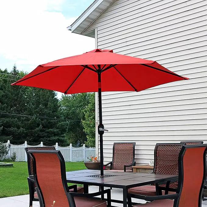 Sunnydaze Outdoor Patio Umbrella - Polyester Table Market Umbrella with Push-Button Tilt and Crank - 6 Sturdy Ribs - Burnt Orange - 7.5ft by GreenHaven Gardens