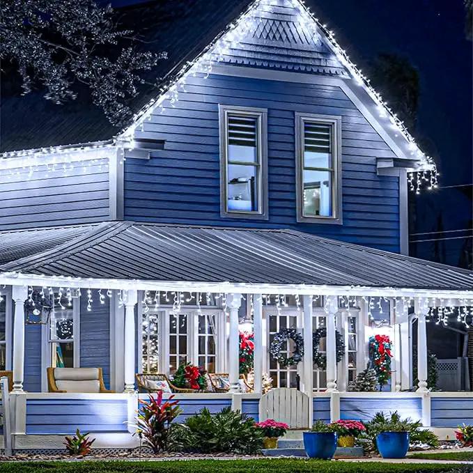 Icicle Christmas Lights, 98FT 1216 LED Icicle Lights for Outside with 228 Drops, 8 Modes Waterproof Twinkle String Lights for House Bedroom Wedding Holiday Decorations, White by GreenHaven Gardens