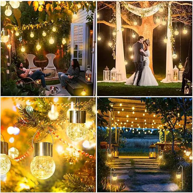 MAXvolador 12-Pack Hanging Solar Lights, Decorative Cracked Glass Ball Light, Solar Powered Waterproof Globe Lighting for Garden, Tree(Warm White) by GreenHaven Gardens