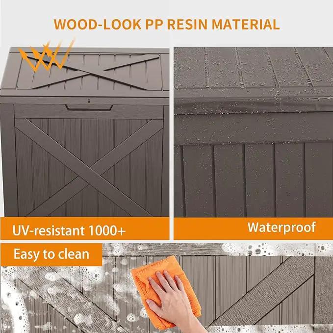 32 Gallon Resin Deck Box, Lockable Outdoor Storage Box for Patio Cushions Storage Furniture,Garden Tools, Pool Supplies, Weatherproof and UV Resistant (Grey X) by GreenHaven Gardens