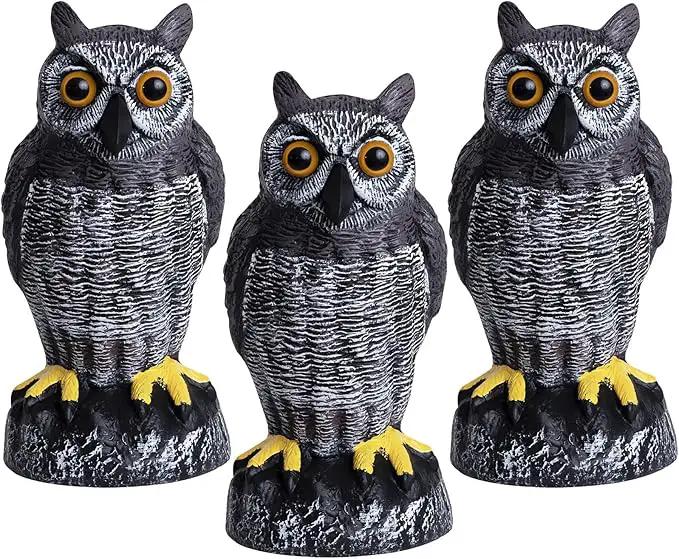 Galashield Owl Decoy | Plastic Owls to Scare Birds Away | Owl Statue for Garden & Outdoors - Pack of 3 by GreenHaven Gardens