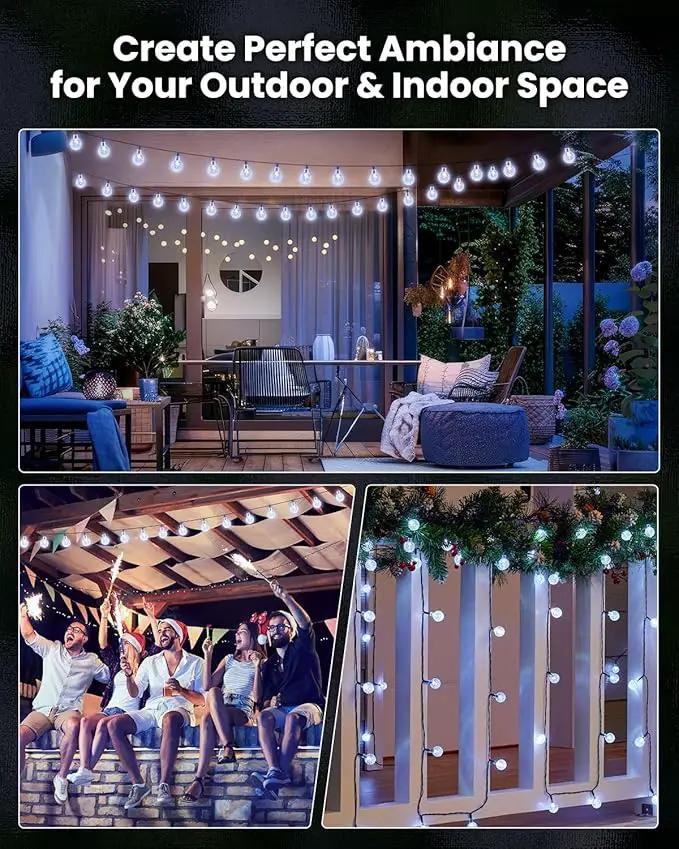 Brightown Solar String Lights Outdoor 60 Led 35.6 Feet 8 Lighting Modes Globe Waterproof Solar Powered Patio Lights for Garden Yard Porch Wedding Party Decor (Pure White) by GreenHaven Gardens