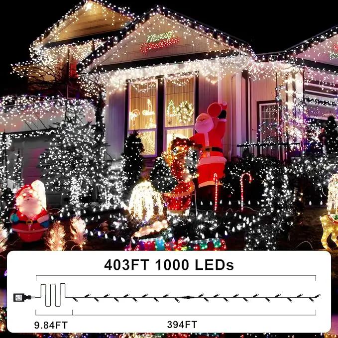 KNONEW 403FT 1000 LED Christmas Lights Outdoor String Light 8 Modes & Timer Fairy Lighting Plug in Waterproof for Xmas Yard Tree Wedding Party Holiday Decorations (Cool White) by GreenHaven Gardens