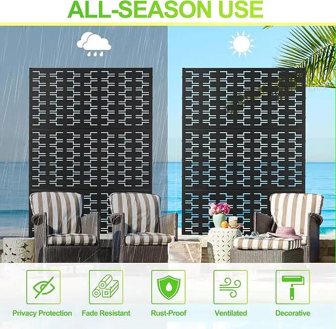 Outdoor Privacy Screen,72" H×47" W Metal Privacy Screen, Freestanding Privacy Fence Panels for Patio by GreenHaven Gardens