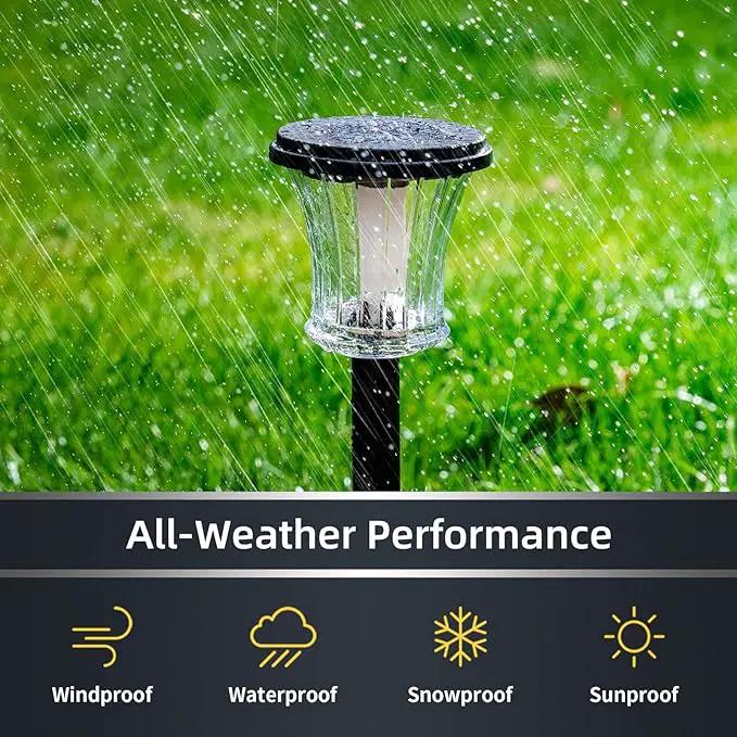Glass Solar Torch Lights Outdoor Waterproof, Flickering Flame Tiki Torches with Modular Design, Auto On/Off LED Solar Lights for Garden Patio Yard Lawn Pathway Walkway Decorations (3 Pack) by GreenHaven Gardens