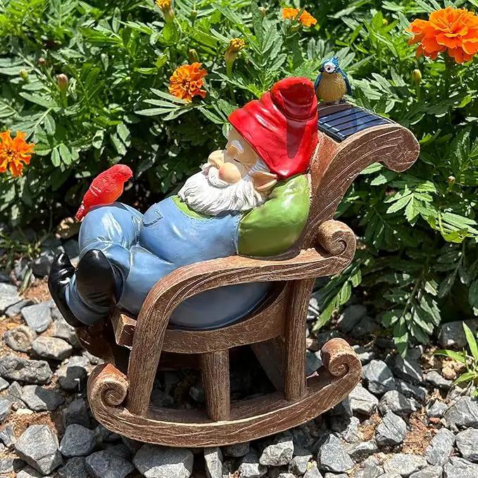 Garden Gnome Statue Outdoor Decor, Solar Patio Garden Gnomes, Garden Decor for Outside Yard Sculptures & Statues Resin Figurines Gift for Women, Mom, Grandma by GreenHaven Gardens