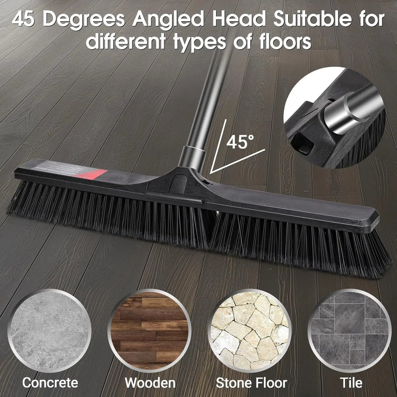 Push Broom Outdoor Heavy Duty,Masthome 24" Push Broom with Stiff Bristles,Heavy Duty Garden Broom,Outdoor Stiff Sweeping Broom for Garage Yard Patio Deck Concrete Wood Stone Floors Scrub and Cleaning by GreenHaven Gardens