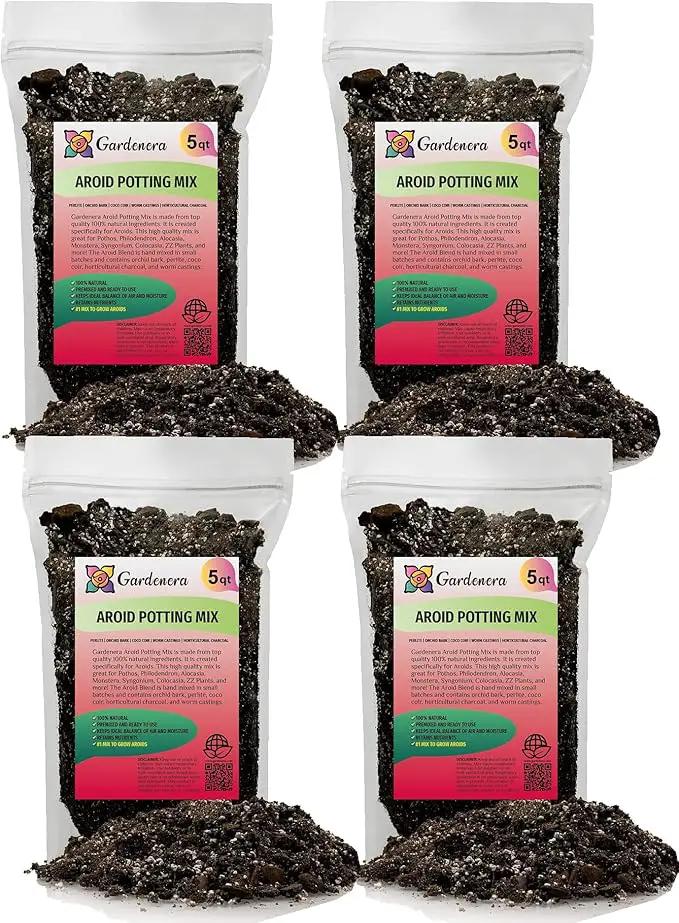 Premium Aroid Potting Mix - 20 Quart - Soil Free Blend for Aroids - Growing Medium for House Plants by Gardenera - (4 Bags of 5 Quart) by GreenHaven Gardens
