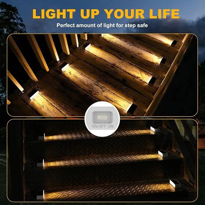 T-SUN Solar Step Light 3000K Solar Stair Lights Outdoor Waterproof LED Step Lights for Outside Stair Deck Pathway Patio Porch Warm White 6 Pack by GreenHaven Gardens