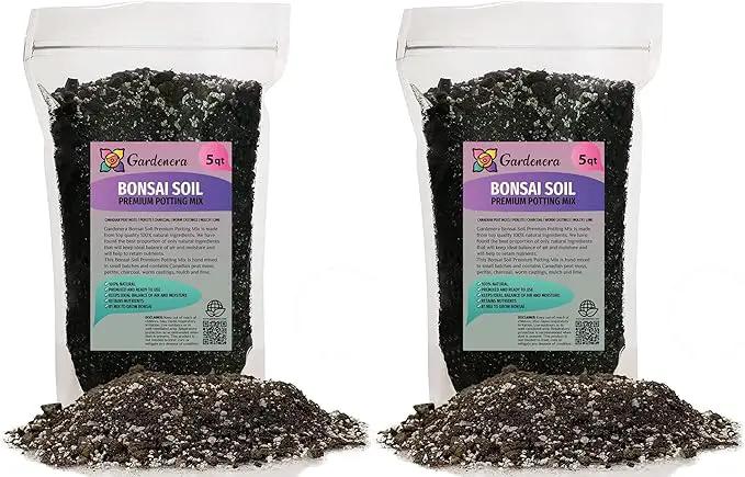Premium Bonsai Soil Potting Mix by Gardenera - 10 Quart- Crafted with Canadian Peat Moss and Perlite for Optimal Bonsai Health (2 Bags of 5 Quart) by GreenHaven Gardens