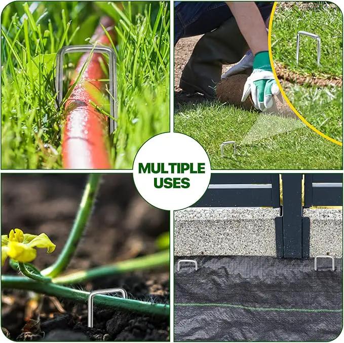 4 Inch 50 Pack Landscape Staples Galvanized Garden Stakes Anti-Rust Landscape Pins for Weed Barrier Fabric, Artificial Turf and Landscape Fabric by GreenHaven Gardens