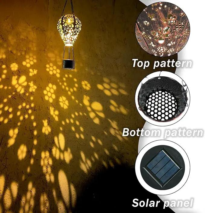 2-Pack Bee Decor Hot Air Balloon Solar Lantern – Outside Decorative Hanging Light for Garden Yard Patio Porch Lawn and Pathway – Unique Housewarming, Birthday Gift for Women Mom Grandma by GreenHaven Gardens