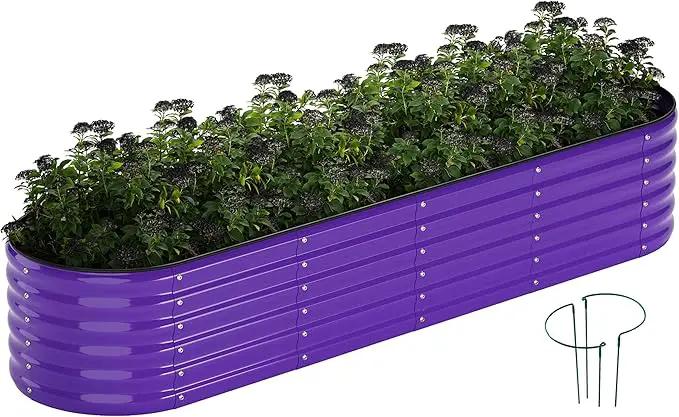 Galvanized Metal Planter Raised Garden Bed Kit for Gardening Outdoor，8x2x1ft Planter Grow Garden Box Raised Flower Bed，Long Vegetable Clearance Herb Raised Garden Beds for Gardening by GreenHaven Gardens