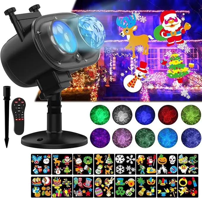 Slide Show Outdoor Holiday Projector, 2 in 1 Water Wave Outside Projector Lights Halloween Christmas, St. Patrick's Day Decoration, Eid Mubarak Kareem Festival Decorations, Easter Decorations by GreenHaven Gardens