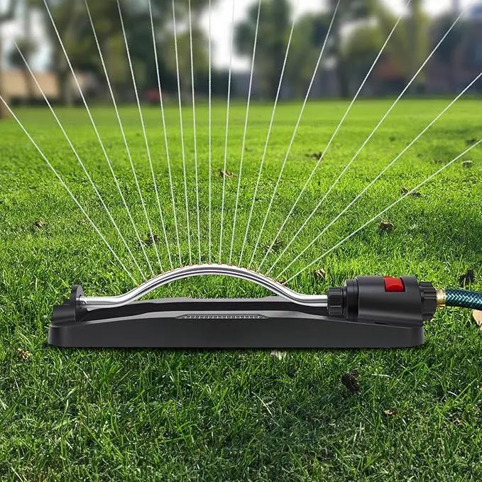 Lawn Sprinkler,Garden Oscillating Sprinkler,17 Brass Nozzles,Heavy Weight Thick and Sturdy Plastics Base with Metal Blocks,Up to 3600 Square Feet,Stable and Durable. by GreenHaven Gardens