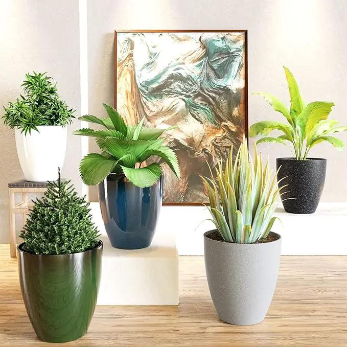 QCQHDU Plant Pots Set of 2 Pack,10 Inch Plant Pot for Indoor and Outdoor Plants with Drainage Hole,Flower Pots Modern Decorative Planter for Garden Plants (Blue) by GreenHaven Gardens